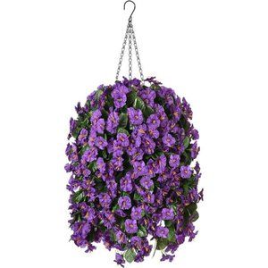 HangingArtificial Fake Flowers Plants Basket for Outdoor Faux Silk Orchid Flower